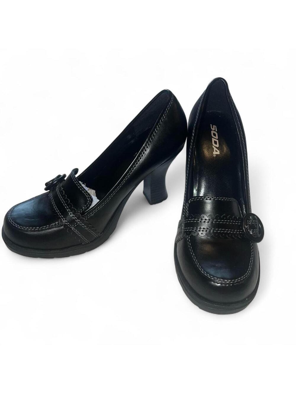 Rare Soda Black Loafers Low Heel scalloped whimsigoth dark academia